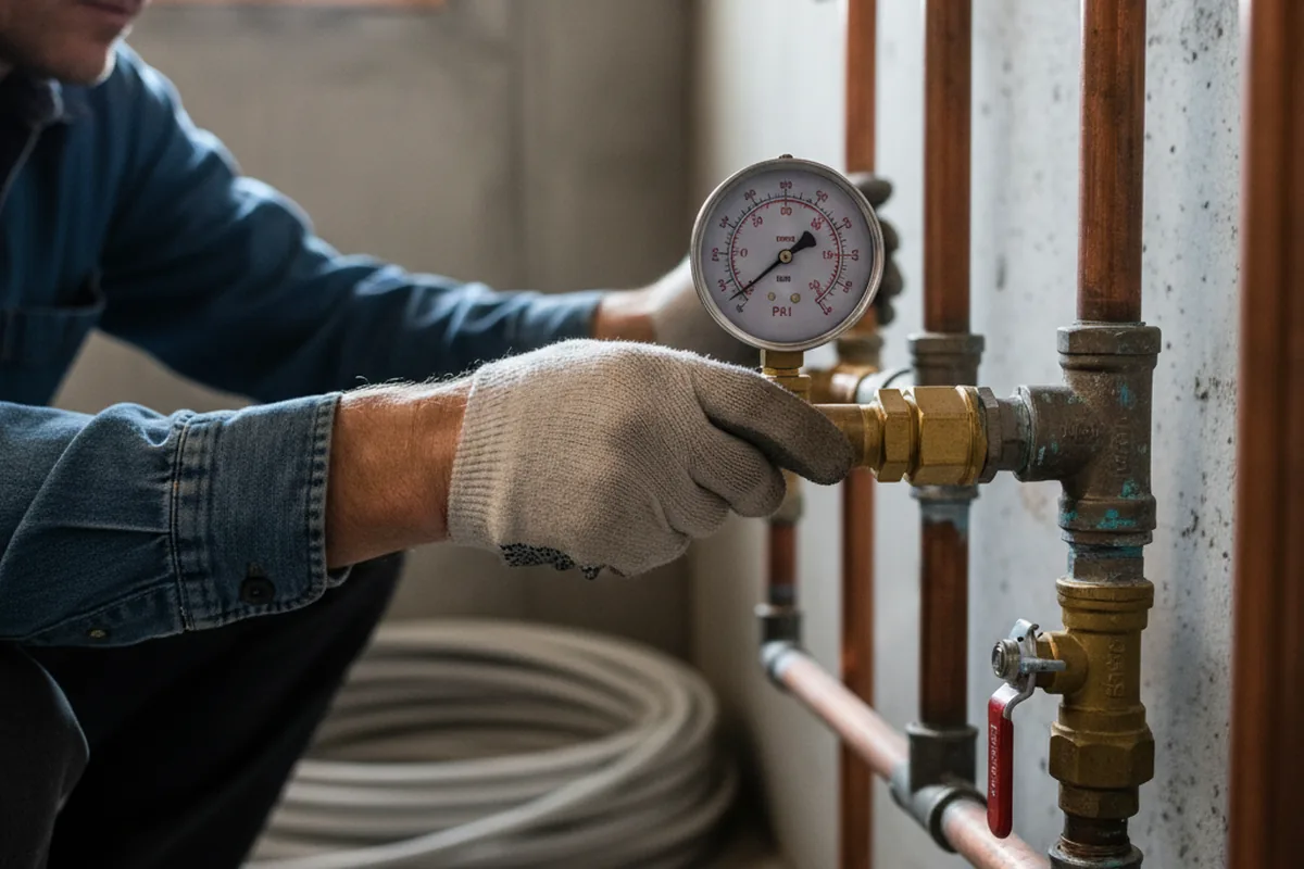 Pressure testing a repaired line during Water Line Repair in Hiawassee